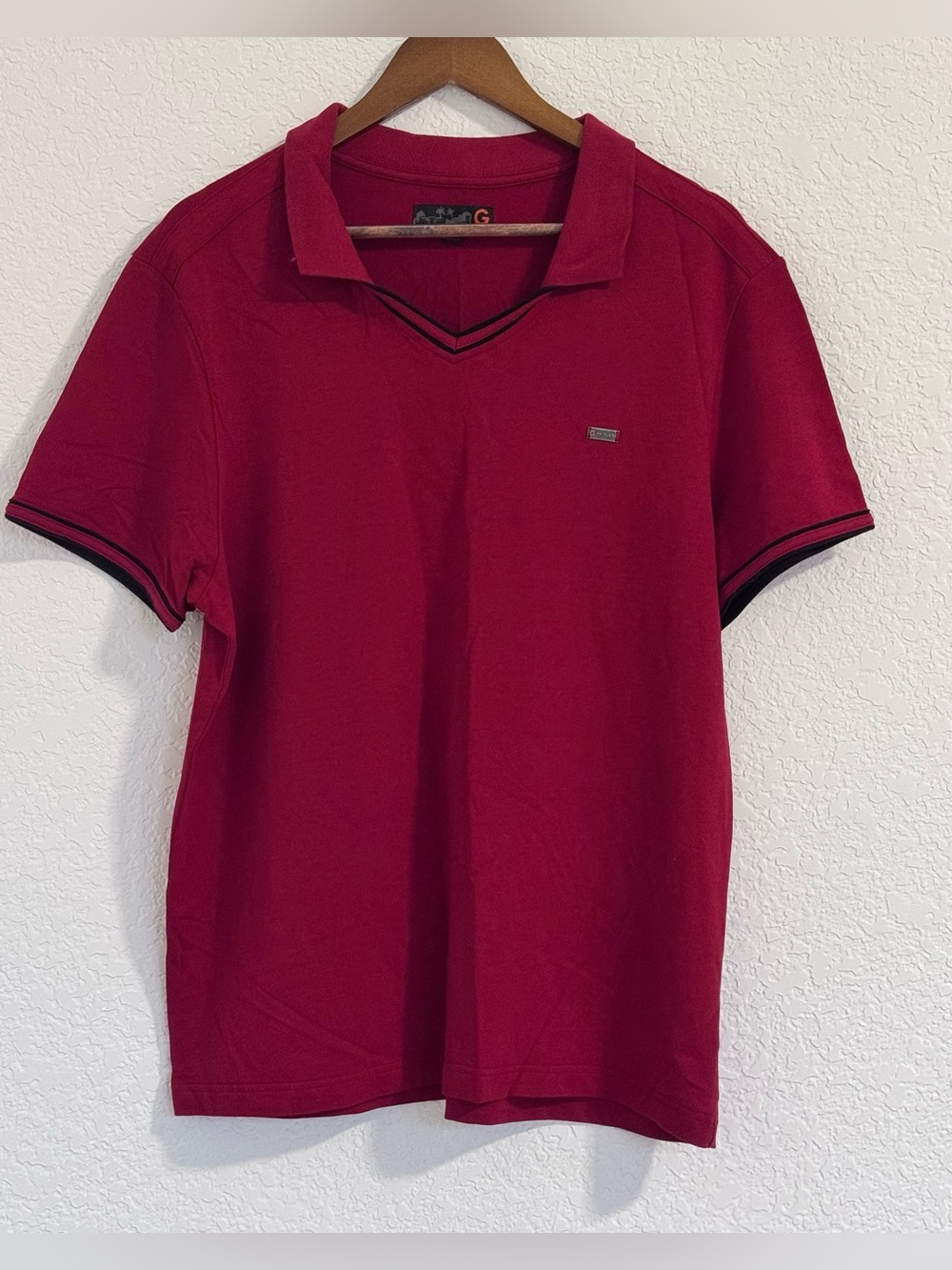 G by Guess Men's Wine Polo with Black Trim
